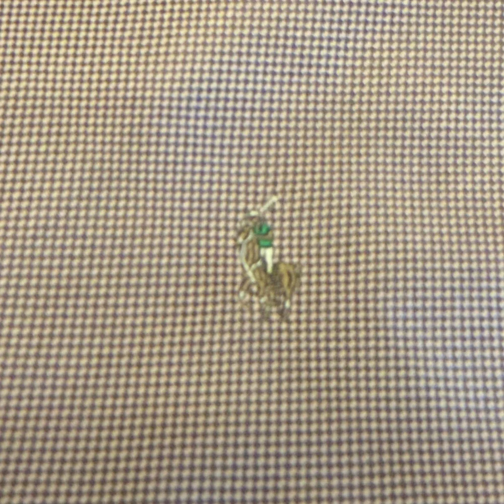 Polo Ralph Lauren‎ Mens Silk Tie Tan Purple Micro Check Pony Logo Made in USA